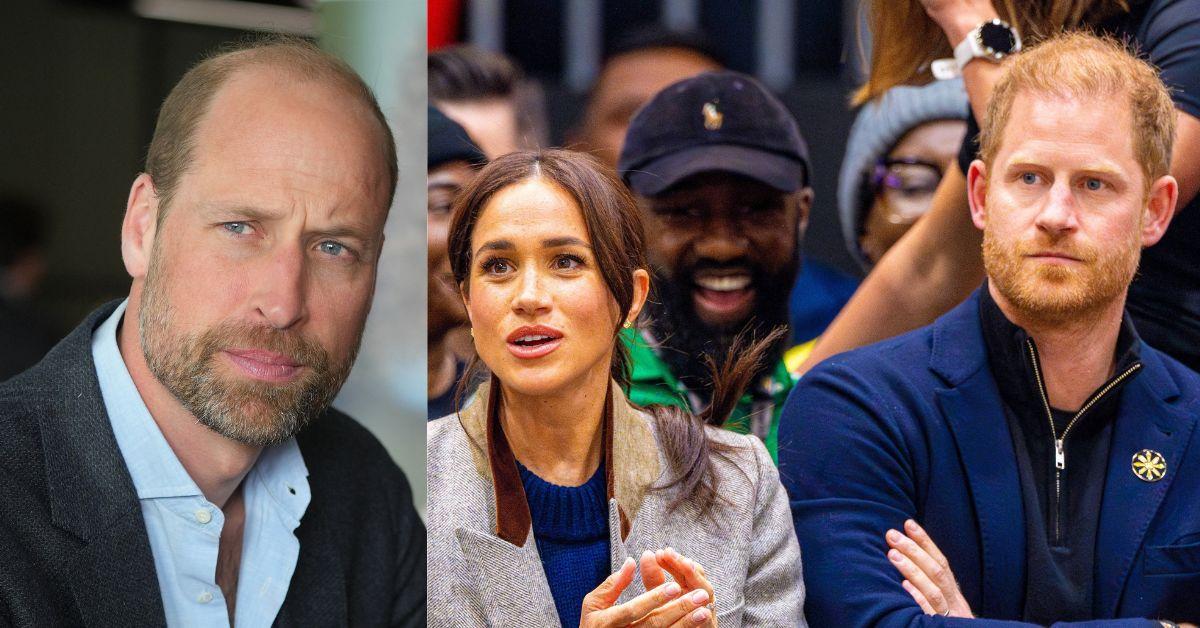 Photo of Prince William and Meghan Markle with Prince Harry