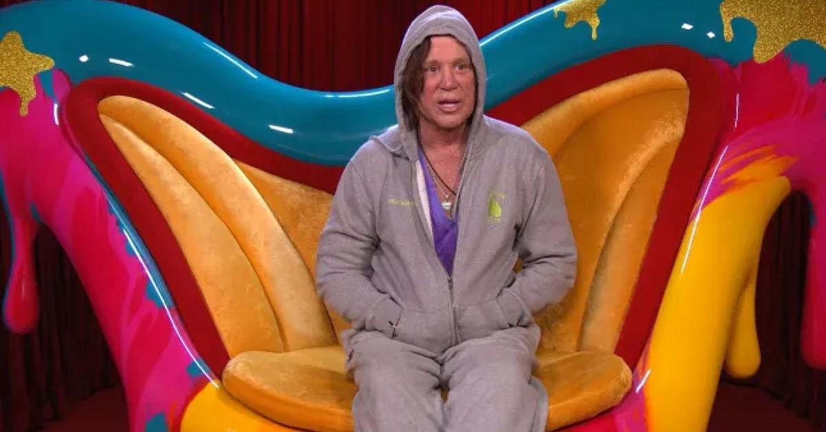 mickey rourke celebrity big brother quit show creepy passing out itv