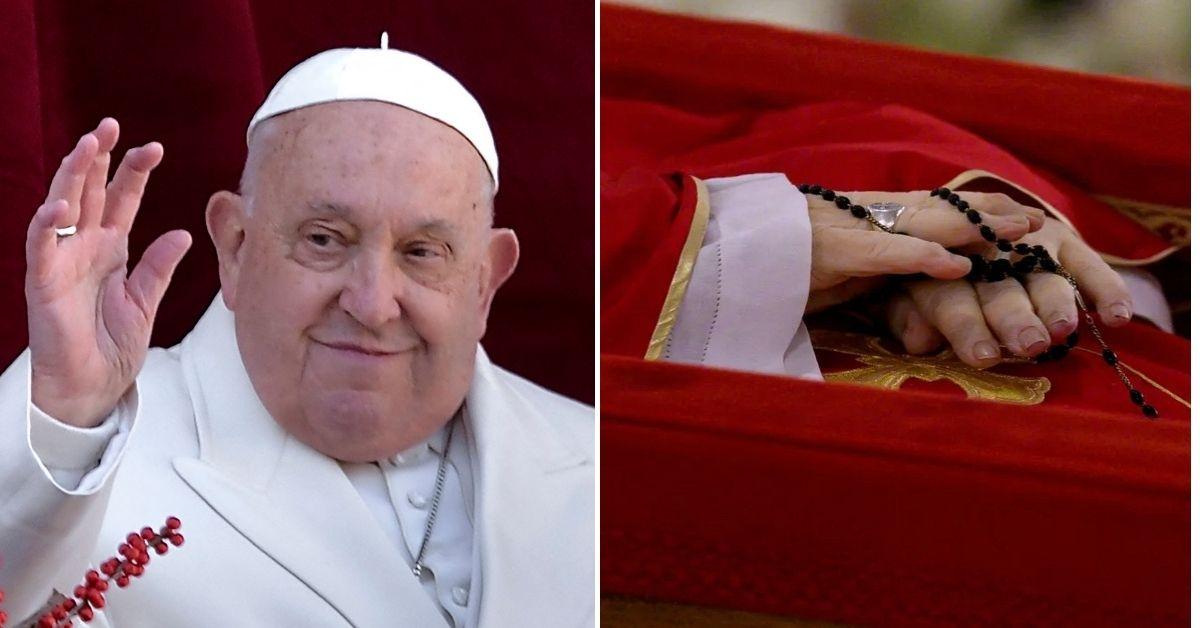 Split photos of Pope Francis.